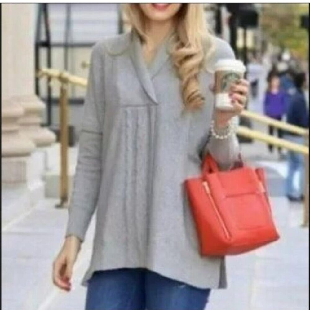 Cabi Charlotte cable‎ knit gray poncho sweater size Small #3303